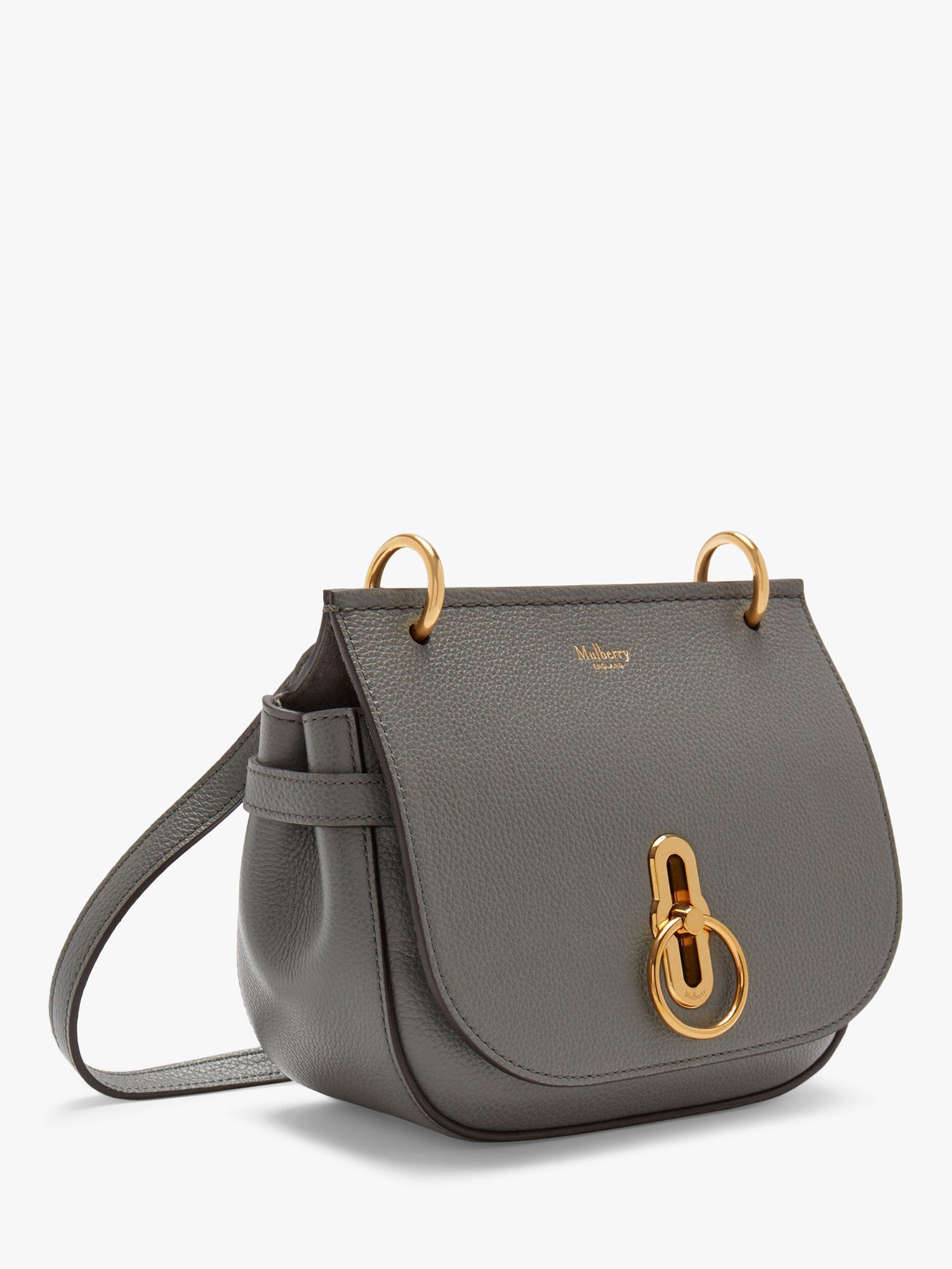 Mulberry Small Amberley Classic Grain Leather Satchel Bag, Charcoal at ...