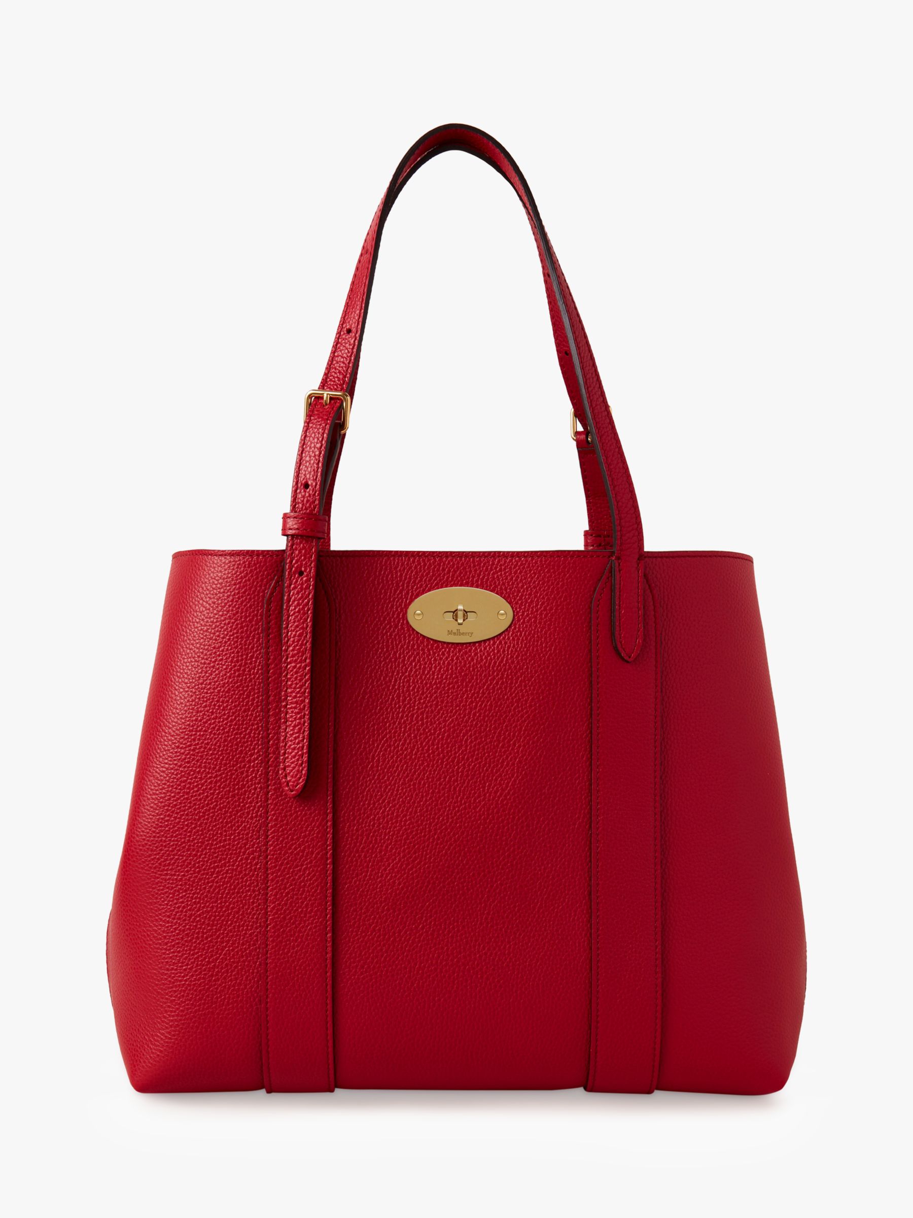 Mulberry Small Bayswater Classic Grain Leather Tote Bag, Scarlet at John Lewis & Partners
