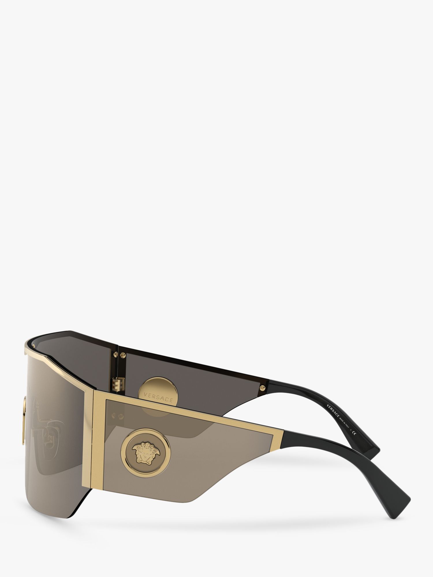 Versace VE2220 Men's Irregular Sunglasses, Gold/Grey at John Lewis ...