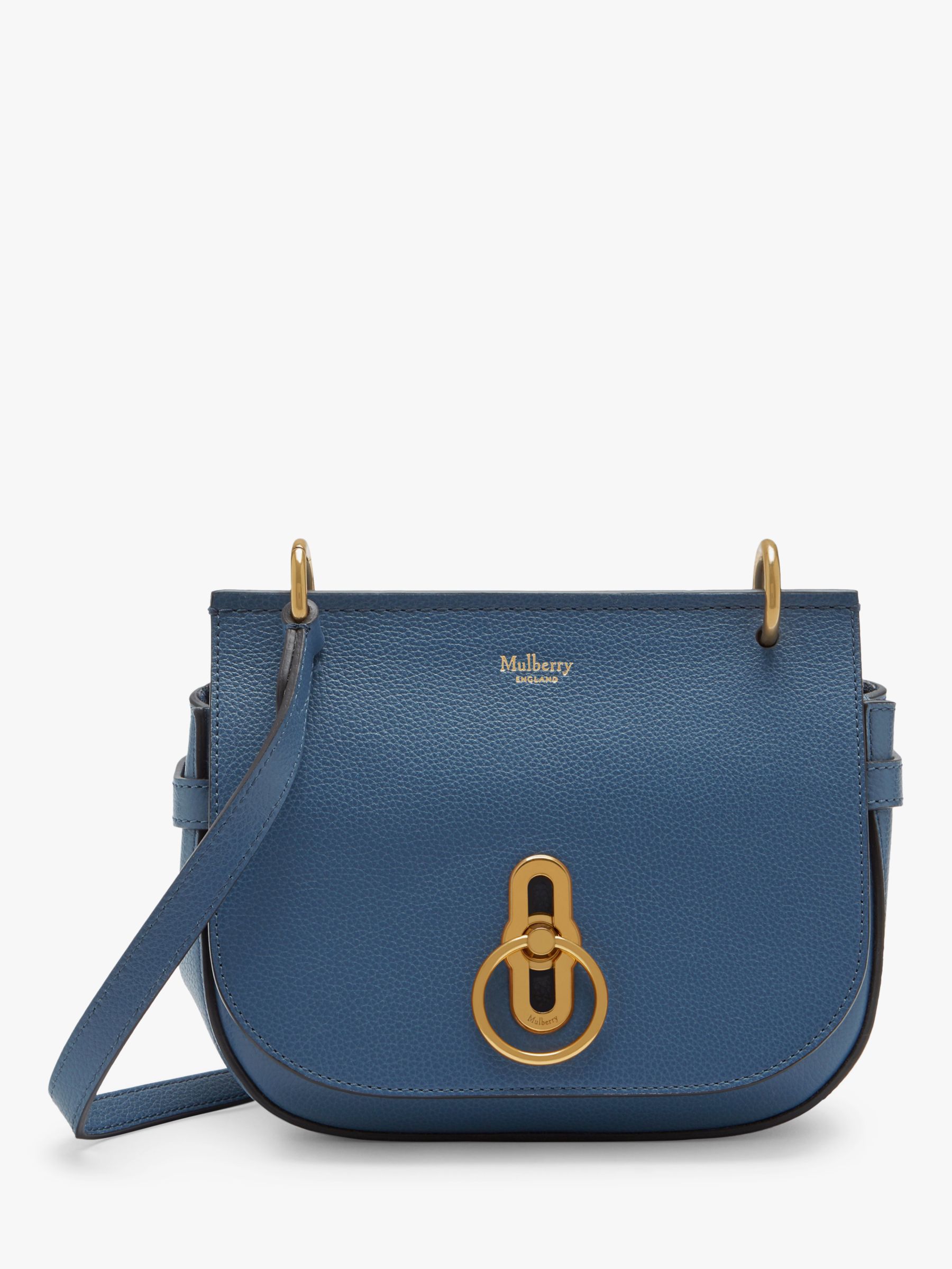 Mulberry Small Amberley Classic Grain Leather Satchel Bag, Pale Navy at ...