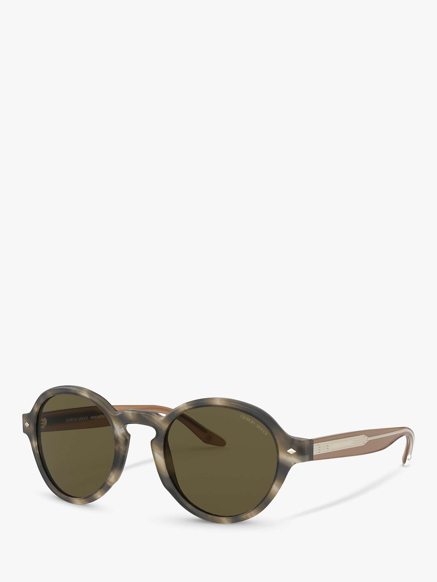 Buy Emporio Armani AR8130 Men's Oval Sunglasses, Striped Brown/Brown Online at johnlewis.com