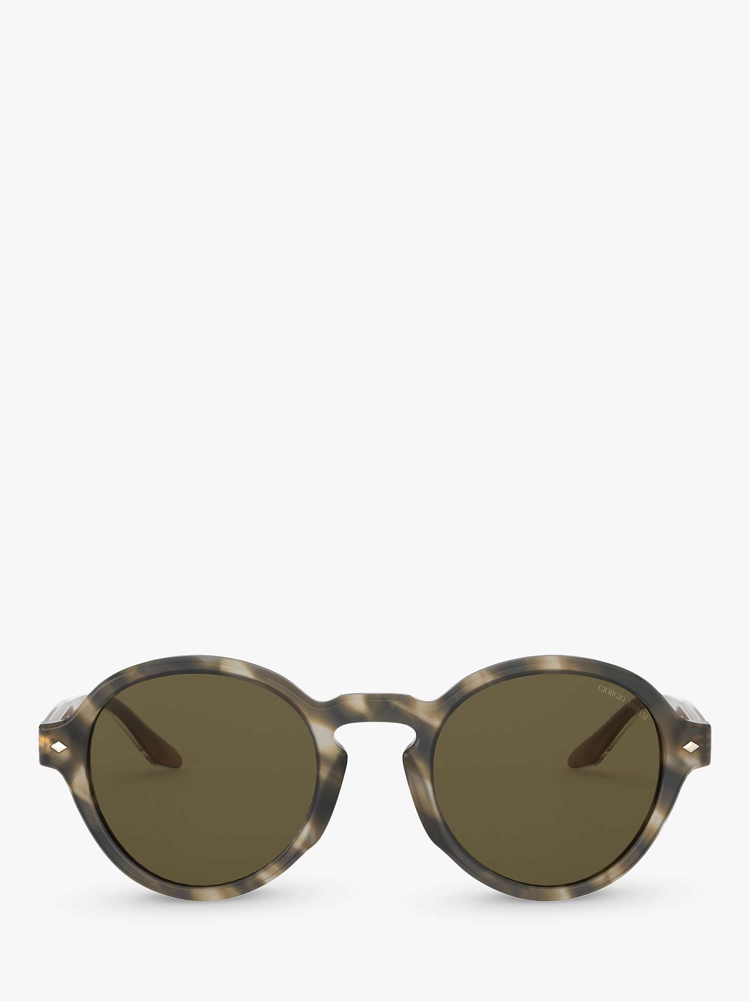 Buy Emporio Armani AR8130 Men's Oval Sunglasses, Striped Brown/Brown Online at johnlewis.com