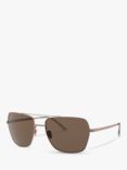 Emporio Armani AR6105 Men's Square Sunglasses, Matte Bronze/Brown
