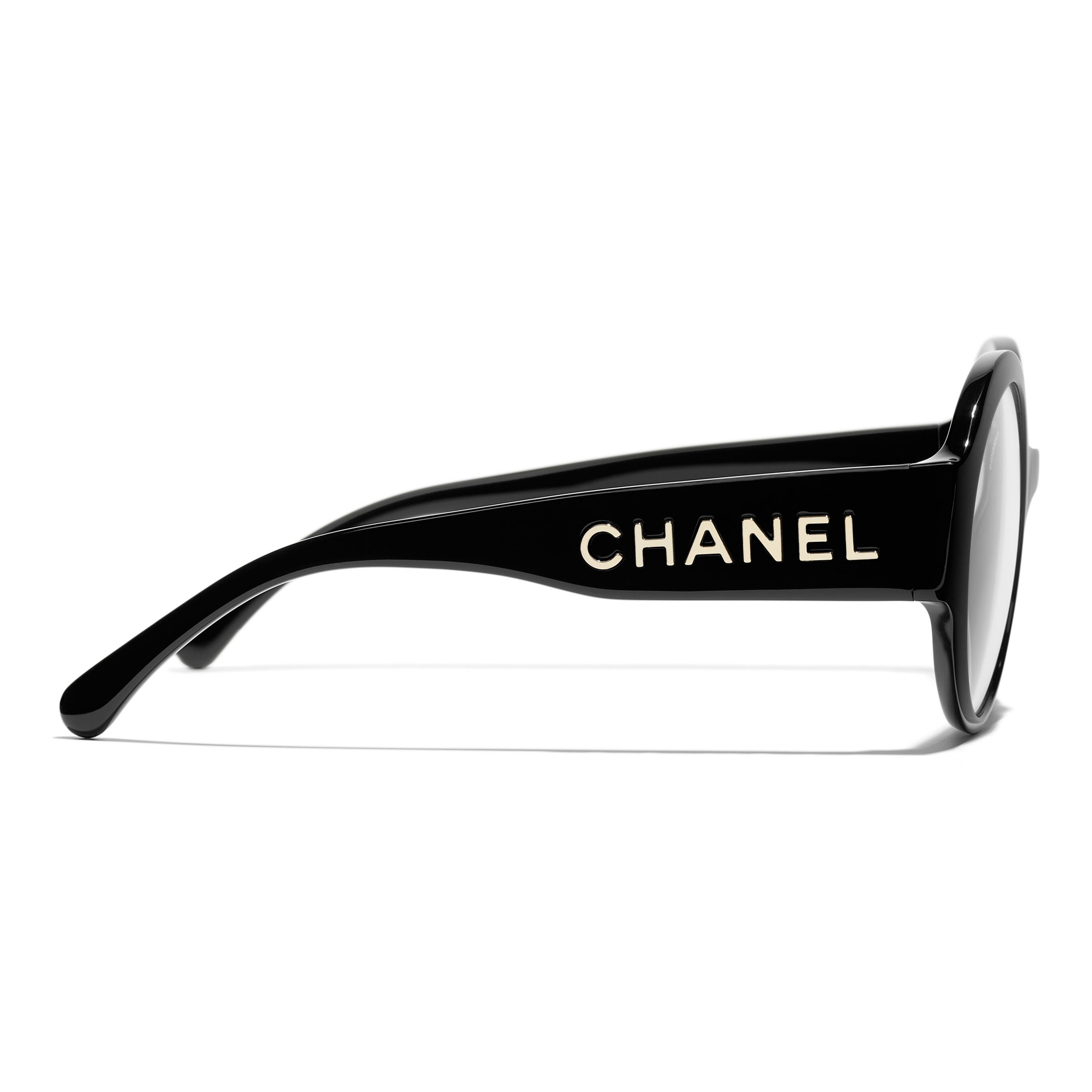 CHANEL Round Sunglasses CH5410 Black at John Lewis & Partners