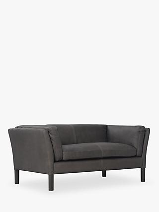 Groucho Range, Halo Groucho Small 2 Seater Leather Sofa, Hand Tipped Graphite