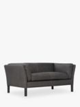 Halo Groucho Small 2 Seater Leather Sofa, Dark Leg, Hand Tipped Graphite