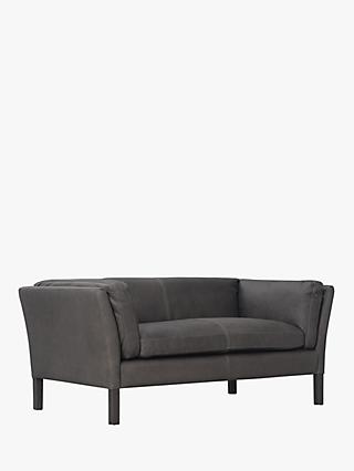 Groucho Range, Halo Groucho Small 2 Seater Leather Sofa, Hand Tipped Graphite