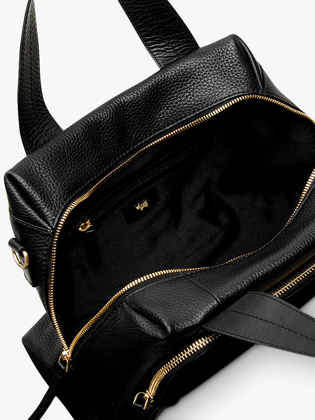 Radley Cecil Square Leather Medium Zip Around Grab Bag, Black at John Lewis & Partners