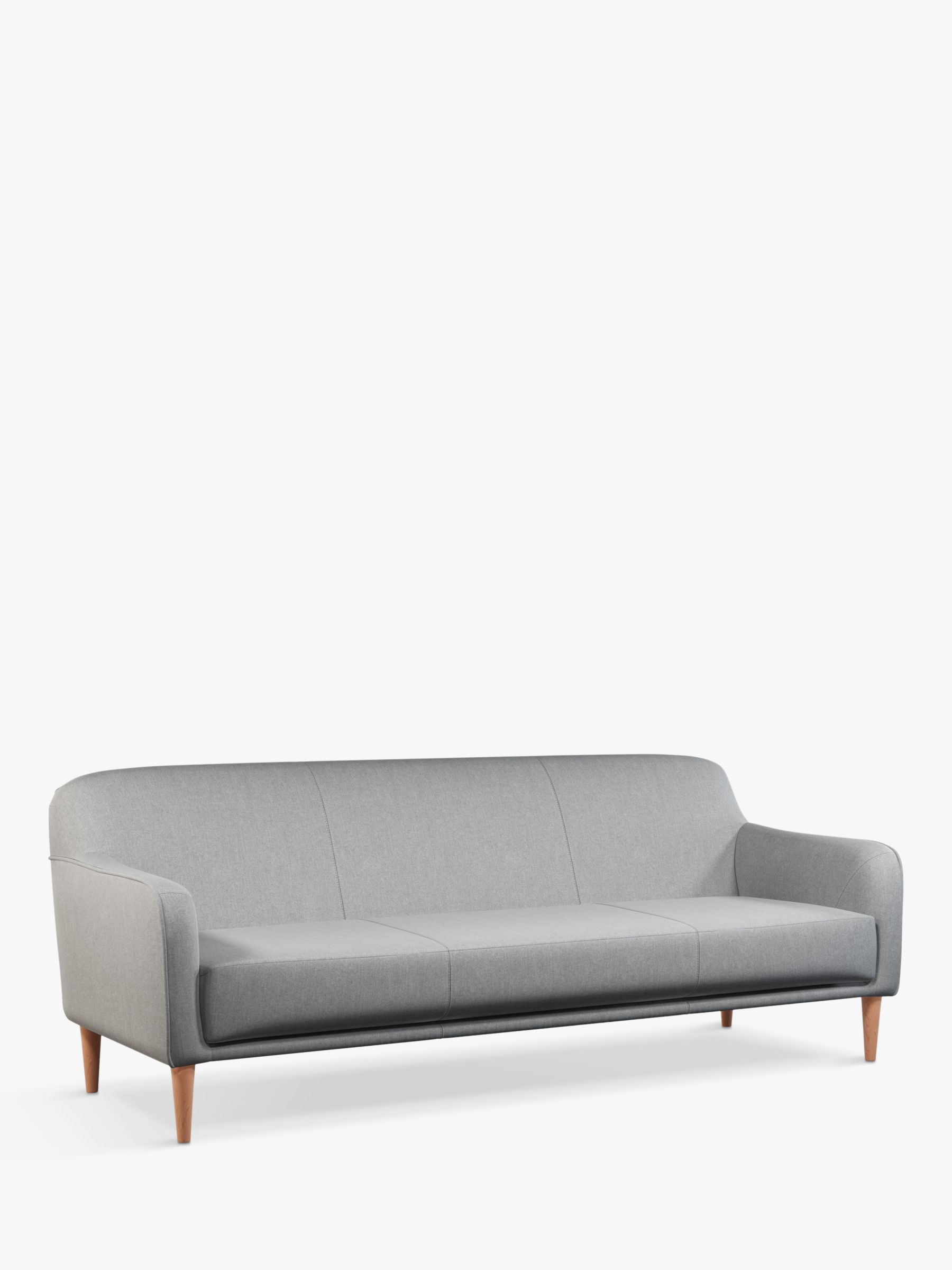 John Lewis & Partners Compact Large 3 Seater Sofa, Light Leg, Soft Weave Light Grey