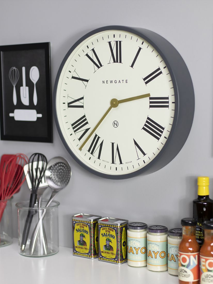 Newgate Clocks Mr Butler Roman Numeral Analogue Wall Clock, 45cm, Grey ...