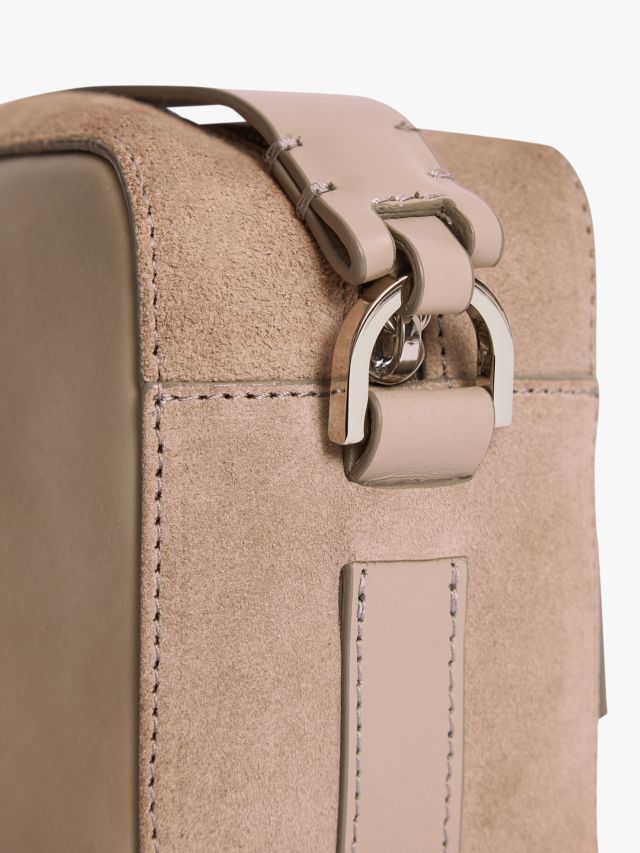 Reiss Archie Leather Shoulder Bag Mushroom