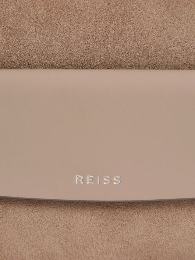 Reiss Archie Leather Shoulder Bag Mushroom