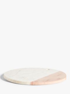John Lewis Round Marble Serving Platter 35cm, White/Pink