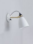 Original BTC Hector Medium Dome Switched Wall Light, White/Brass