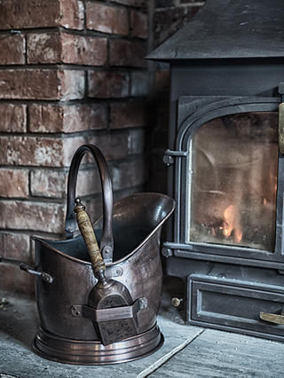 Ivyline Fire Place Coal Bucket & Scoop, Antique Copper, Small