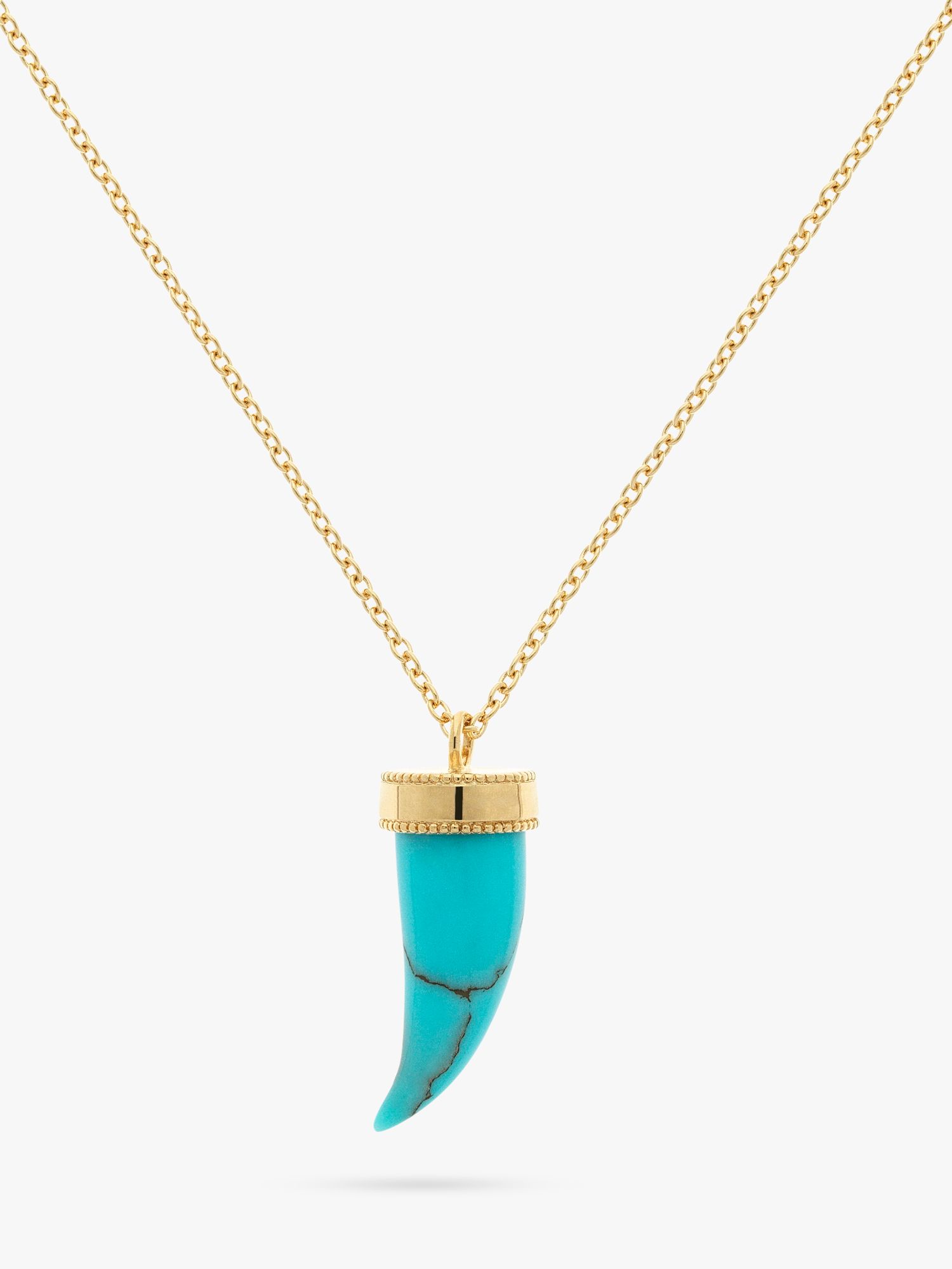 Melissa Odabash Horn Pendant Necklace, Gold/Turquoise