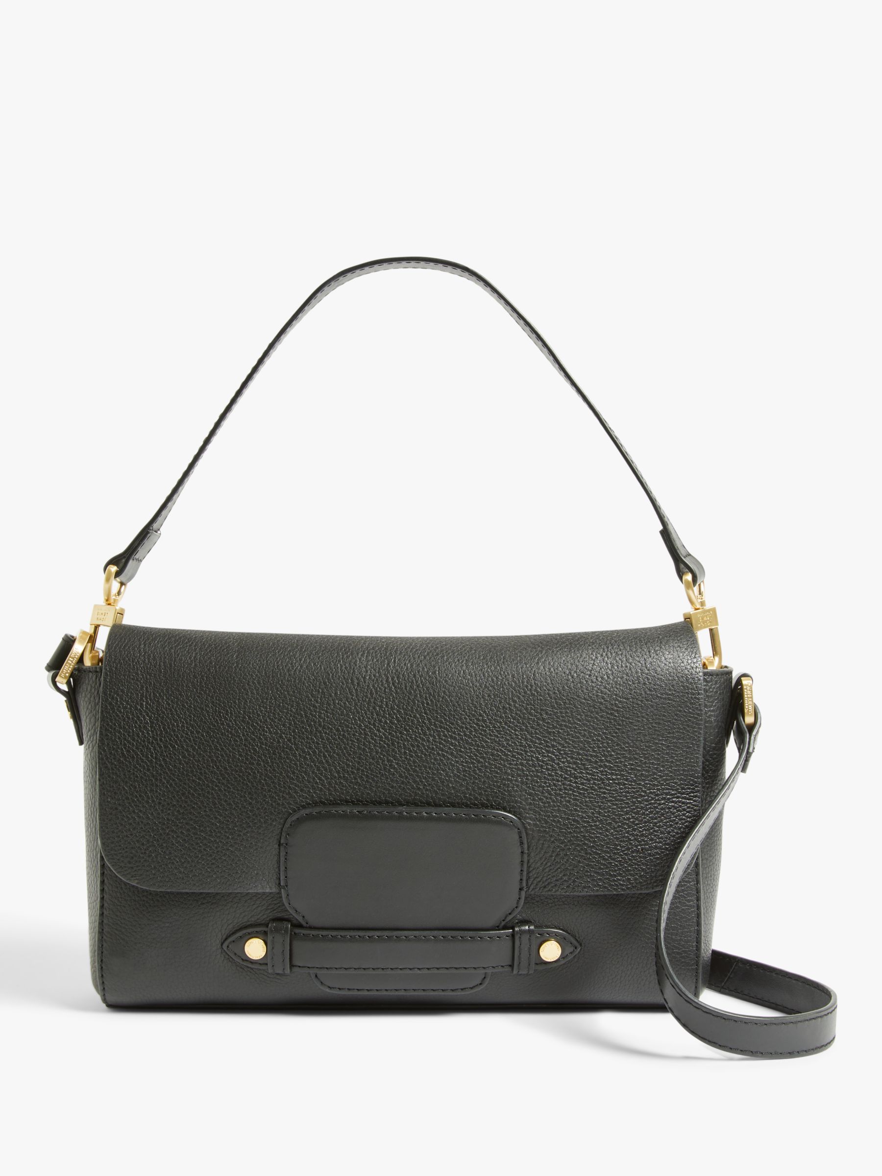 John Lewis & Partners Leather Soft East/West Cross Body Bag, Black at ...