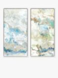 John Lewis Ritika GandhiGolden Finch Abstract Framed Canvas, Set of 2, 84 x 44cm, Gold/Blue