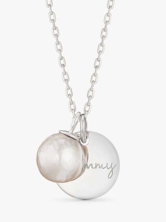 Merci Maman Personalised Pearl Pendant Necklace, Silver
