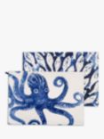 BlissHome Creatures Octopus & Shoal Of Fish Cotton Tea Towels, Pack of 2, Blue