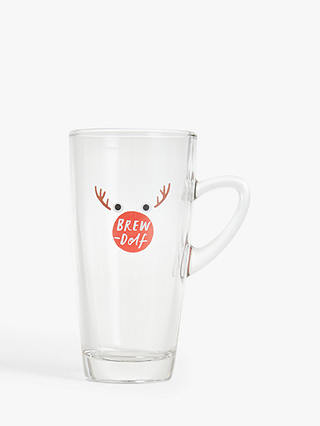 John Lewis & Partners Christmas Brewdolf Reindeer Glass Cup, 320ml, Clear