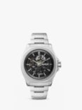 Ingersoll I09303 Men's The Orvile Automatic Skeleton Bracelet Strap Watch, Silver/Black