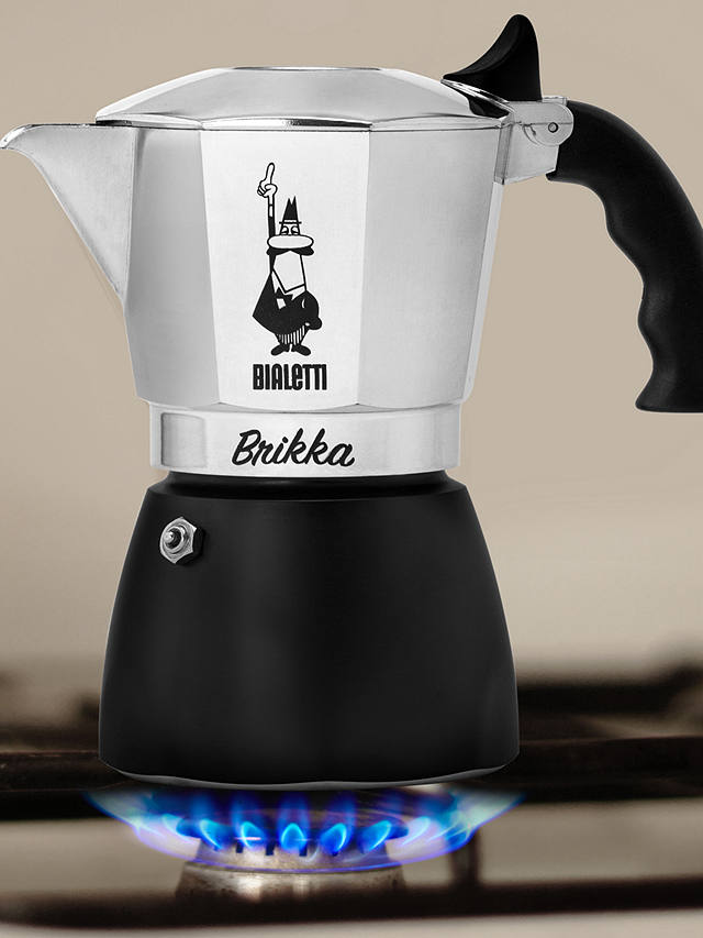 Bialetti Brikka Stove-top Espresso Coffee Maker, 2 Cups, 100ml, Black/Silver