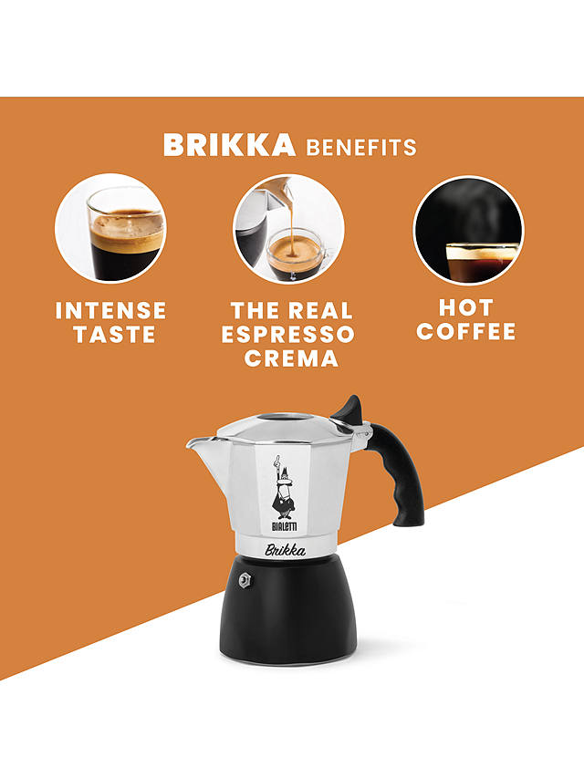 Bialetti Brikka Stove-top Espresso Coffee Maker, 2 Cups, 100ml, Black/Silver