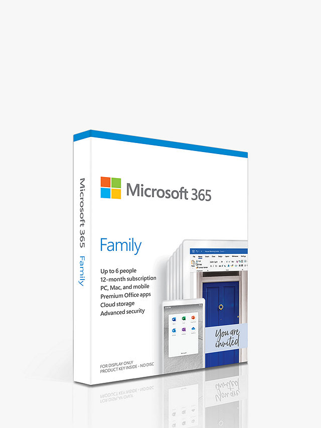 Microsoft 365 Family, Office Software for up to 6 people, PC/Mac, Tablets and Smartphones, 1 Year Subscription for 6 Users