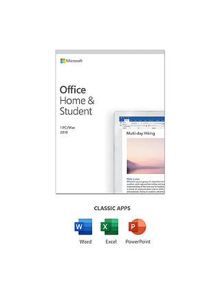 Microsoft Office Home and Student 2019, 1 PC, One-Off Payment, for Windows 10 and macOS