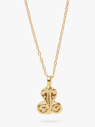 Goddess Charms Sacred Serpent Medium Chain Pendant Necklace, Gold
