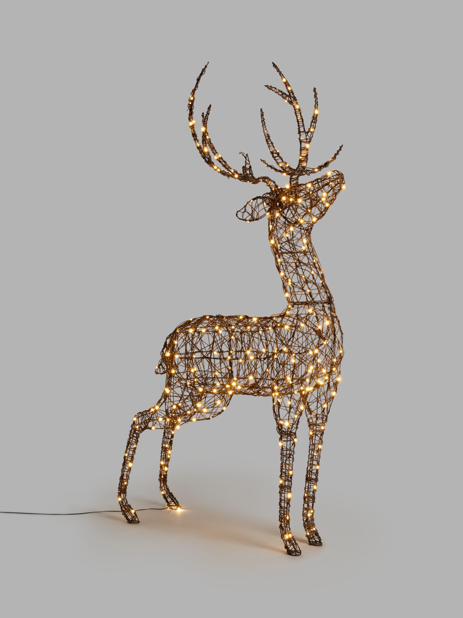 John Lewis & Partners Standing Stag Twinkling LED Lit Figure, Brown at John Lewis & Partners