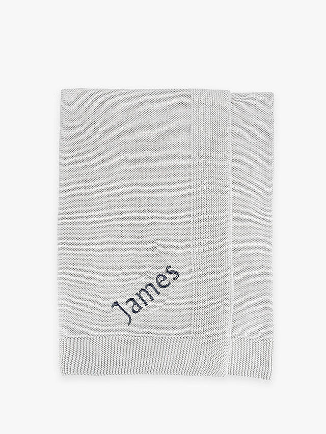 Babyblooms Personalised Knitted Baby Blanket, Grey