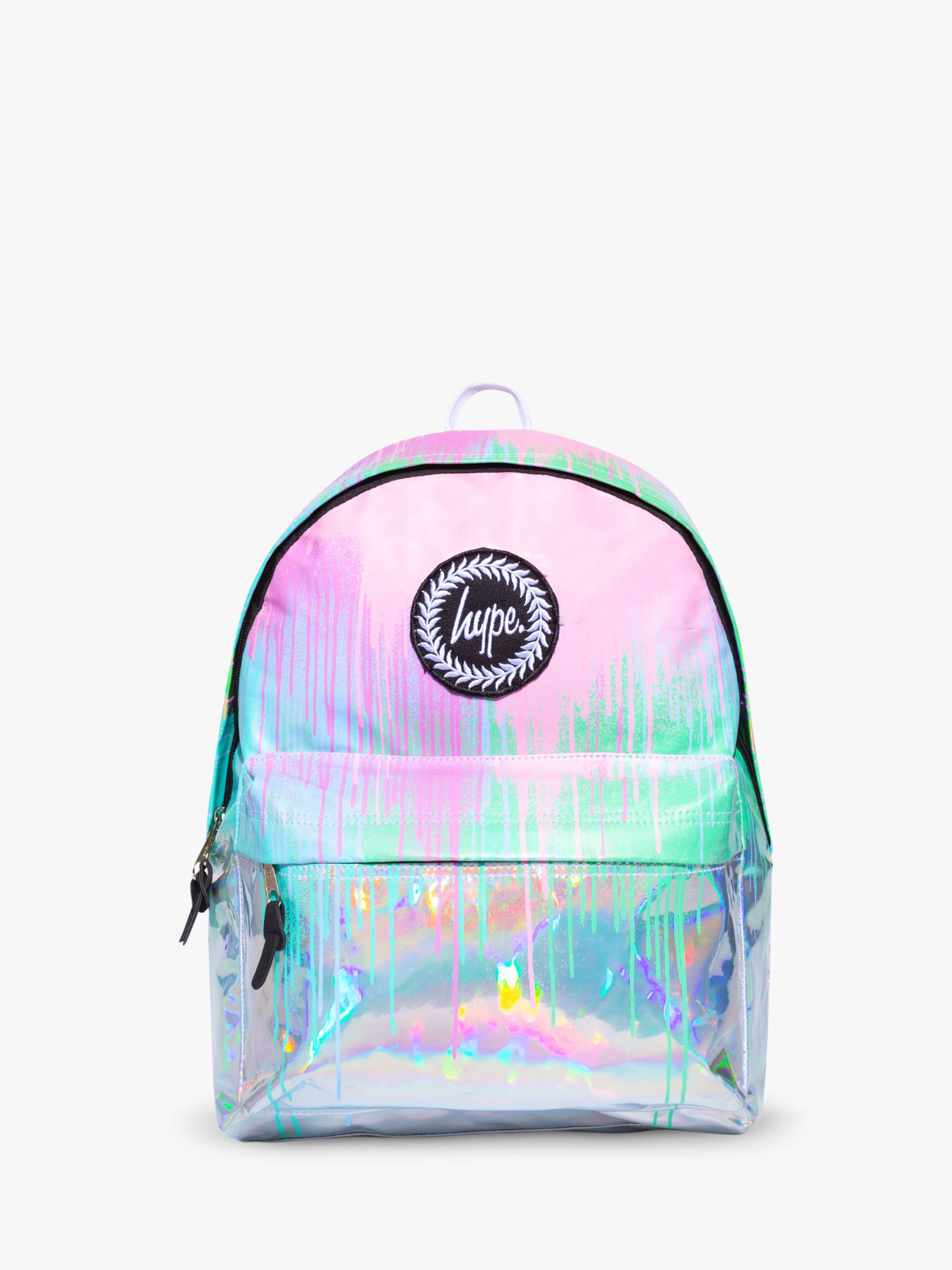 Hype Children's Holographic Drip Backpack, Black/Silver at John Lewis ...