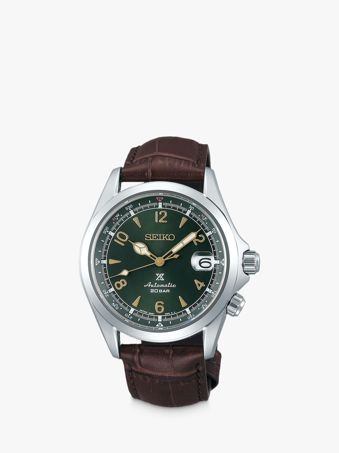 Buy Seiko SPB121J1 Men's Prospex Alpinist 2020 Automatic Date Leather Strap Watch, Brown/Green Online at johnlewis.com