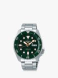 Seiko SRPD63K1 Men's 5 Sports Automatic Day Date Bracelet Strap Watch, Silver/Green
