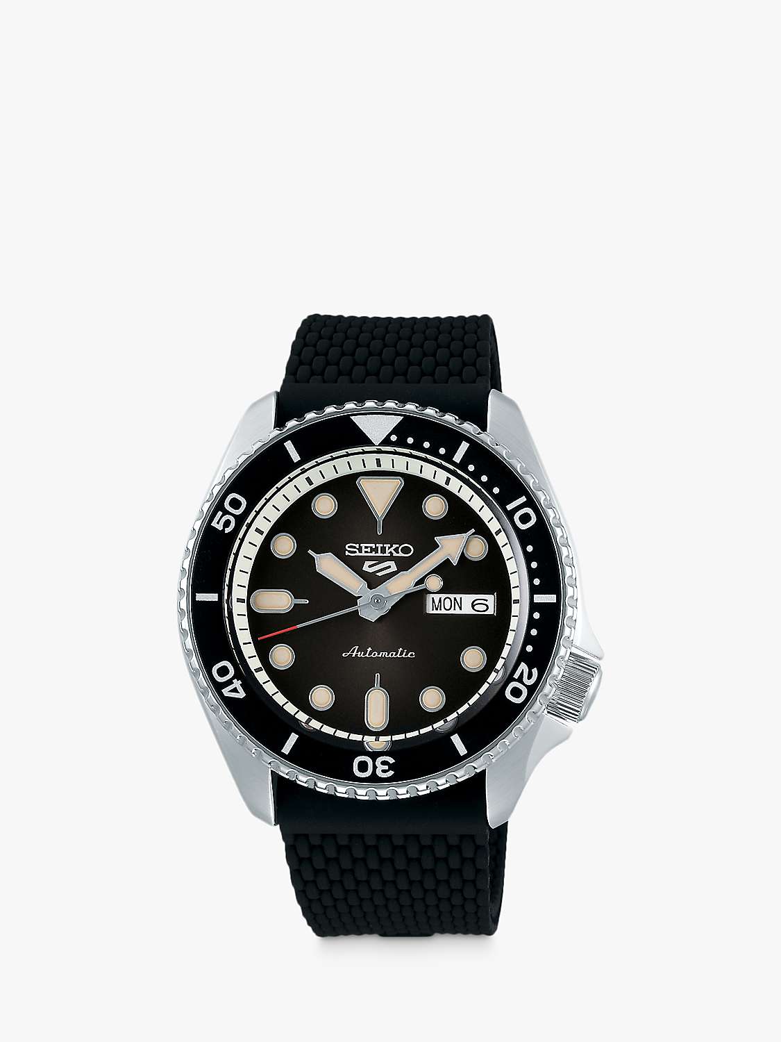 Buy Seiko SRPD73K2 Men's 5 Sports Automatic Day Date Rubber Strap Watch, Black Online at johnlewis.com