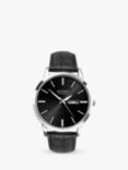 Sekonda 1705.27 Men's Day Date Leather Strap Watch, Black