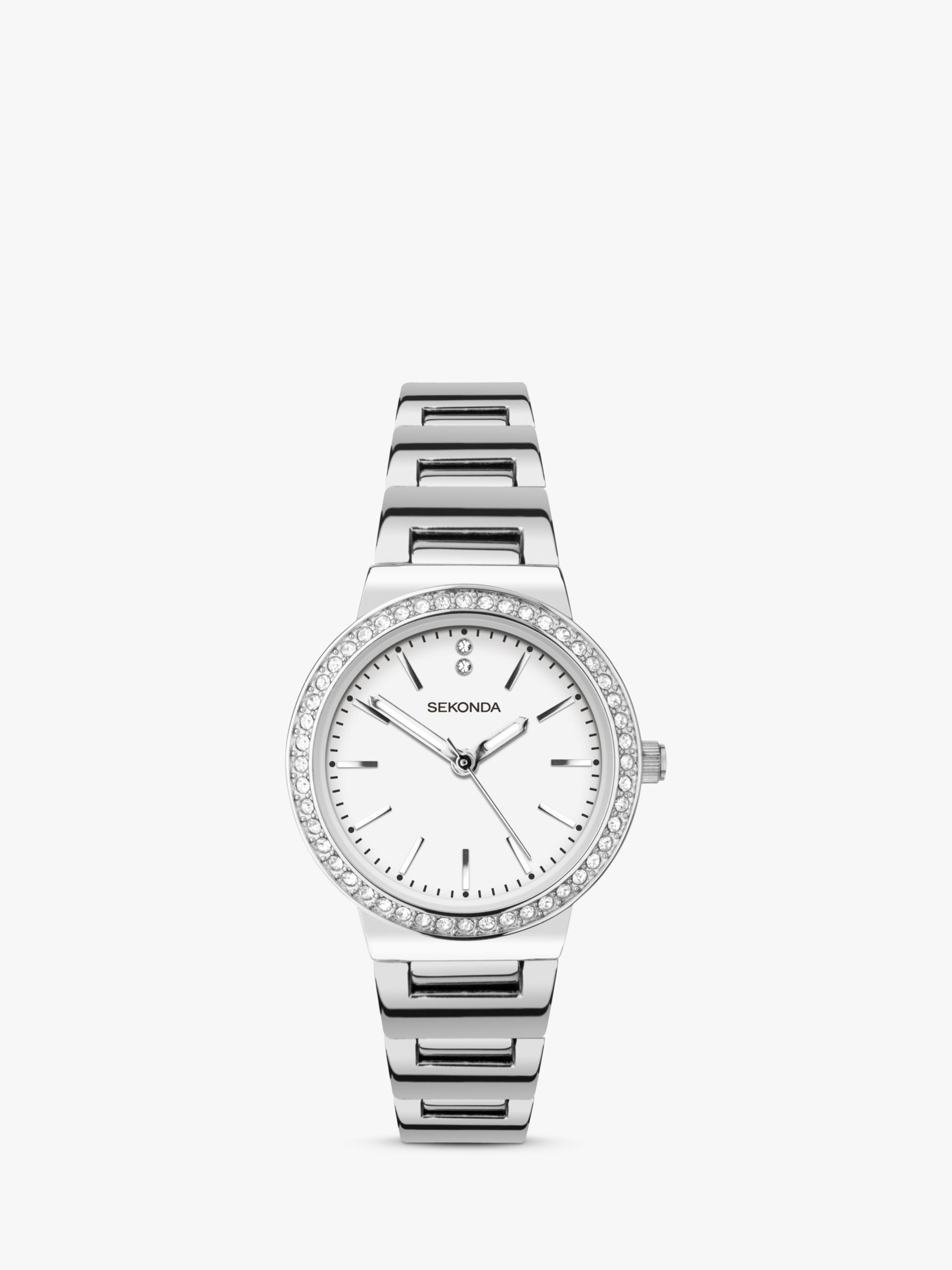 Sekonda Women's Crystal Bracelet Strap Watch, Silver/White 40077.27 at ...