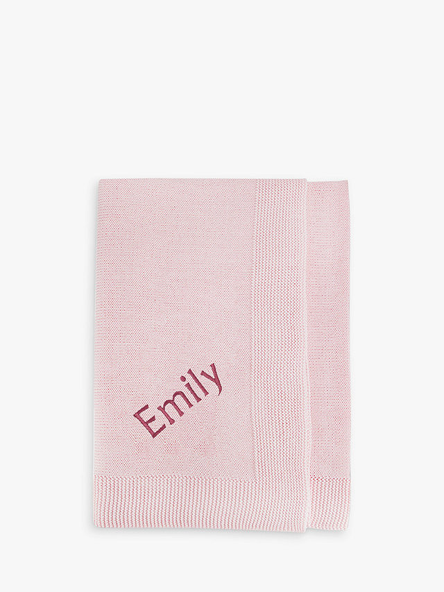 Babyblooms Personalised Knitted Baby Blanket, Pink