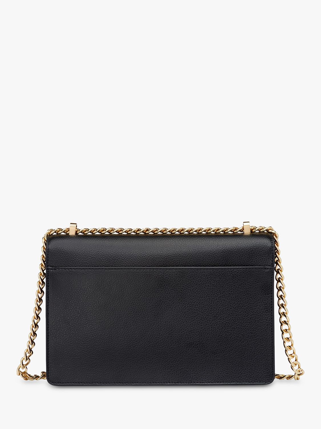DKNY Elissa Large Leather Shoulder Bag, Black/Gold at John Lewis & Partners