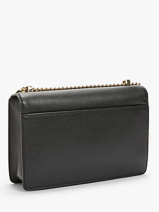 DKNY Elissa Large Leather Shoulder Bag, Black/Gold at John Lewis & Partners