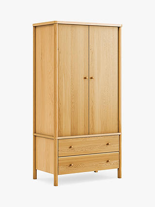 John Lewis & Partners Spindle Double Wardrobe with 2 Drawers, Oak