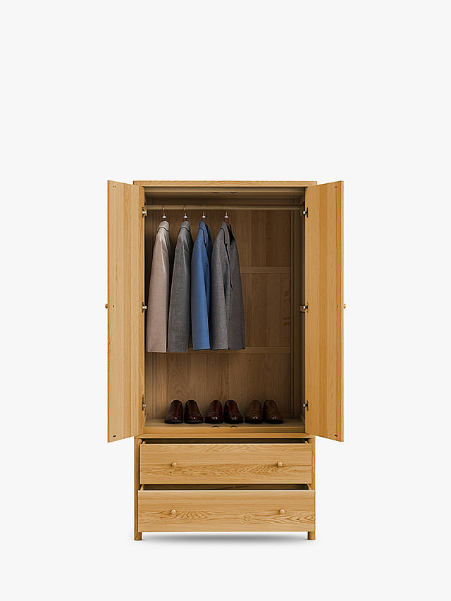 John Lewis Spindle Double Wardrobe with 2 Drawers, Oak