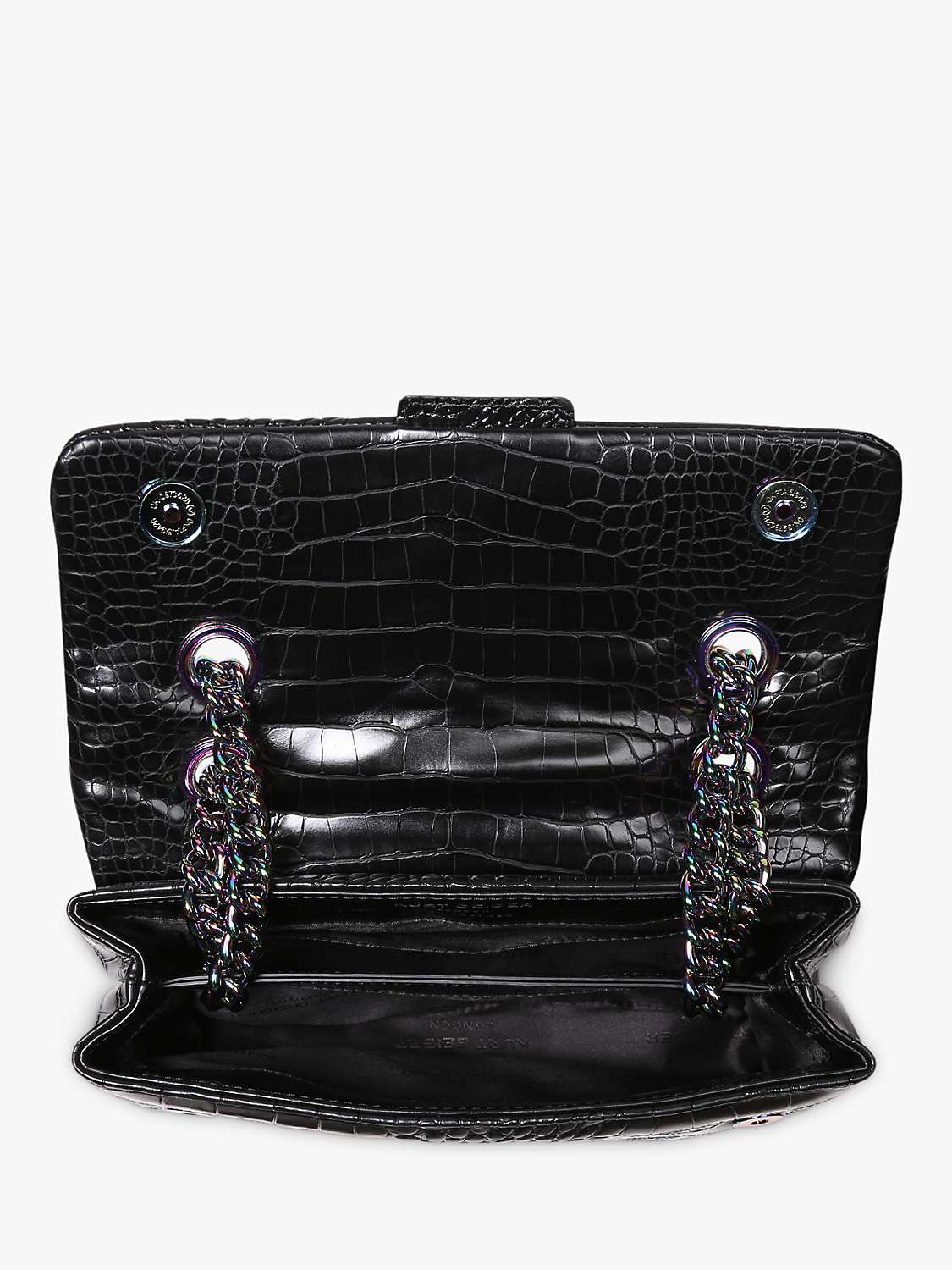 Buy Kurt Geiger London Kensington Croc Leather Shoulder Bag, Black Online at johnlewis.com