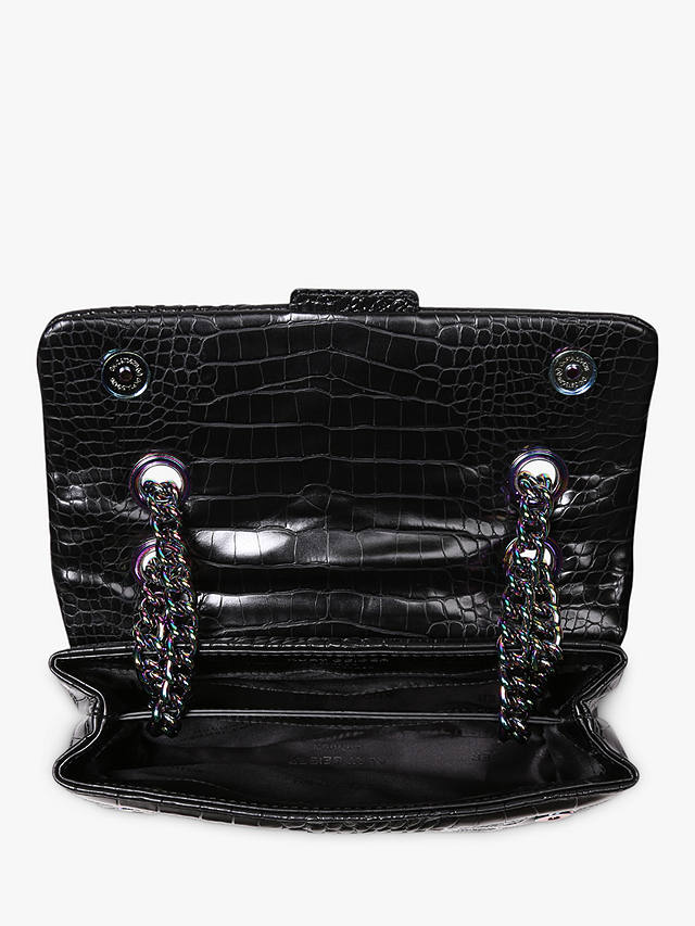 Kurt Geiger London Kensington Croc Leather Shoulder Bag, Black
