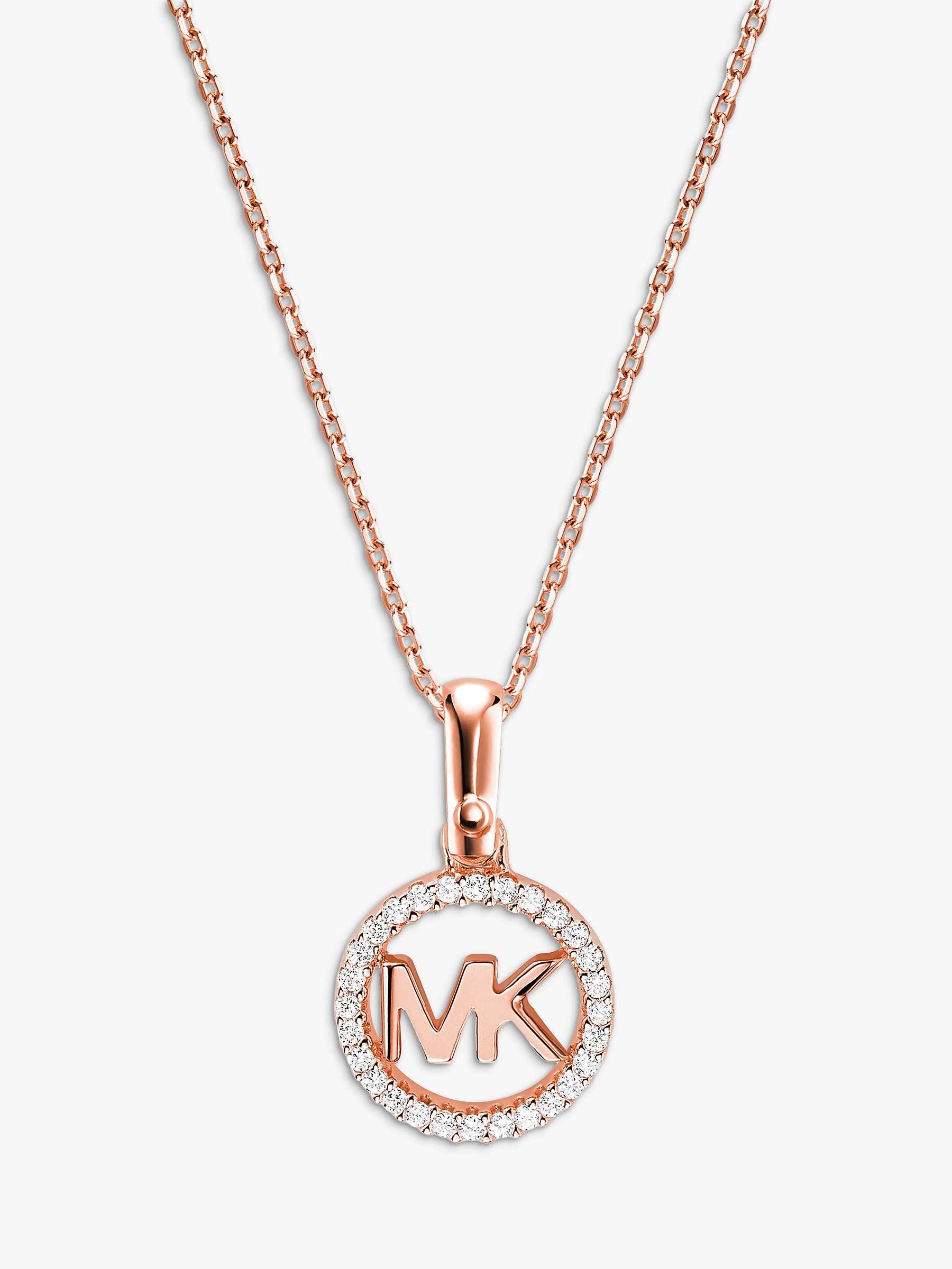Buy Michael Kors Cubic Zirconia Round Logo Pendant Necklace Online at johnlewis.com