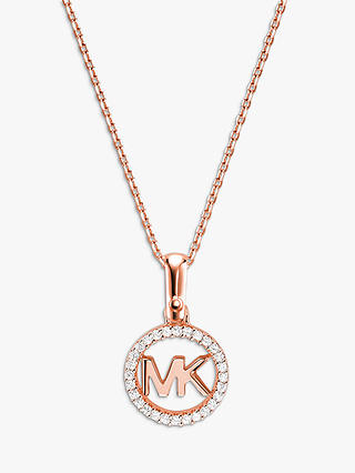 Michael Kors Cubic Zirconia Round Logo Pendant Necklace