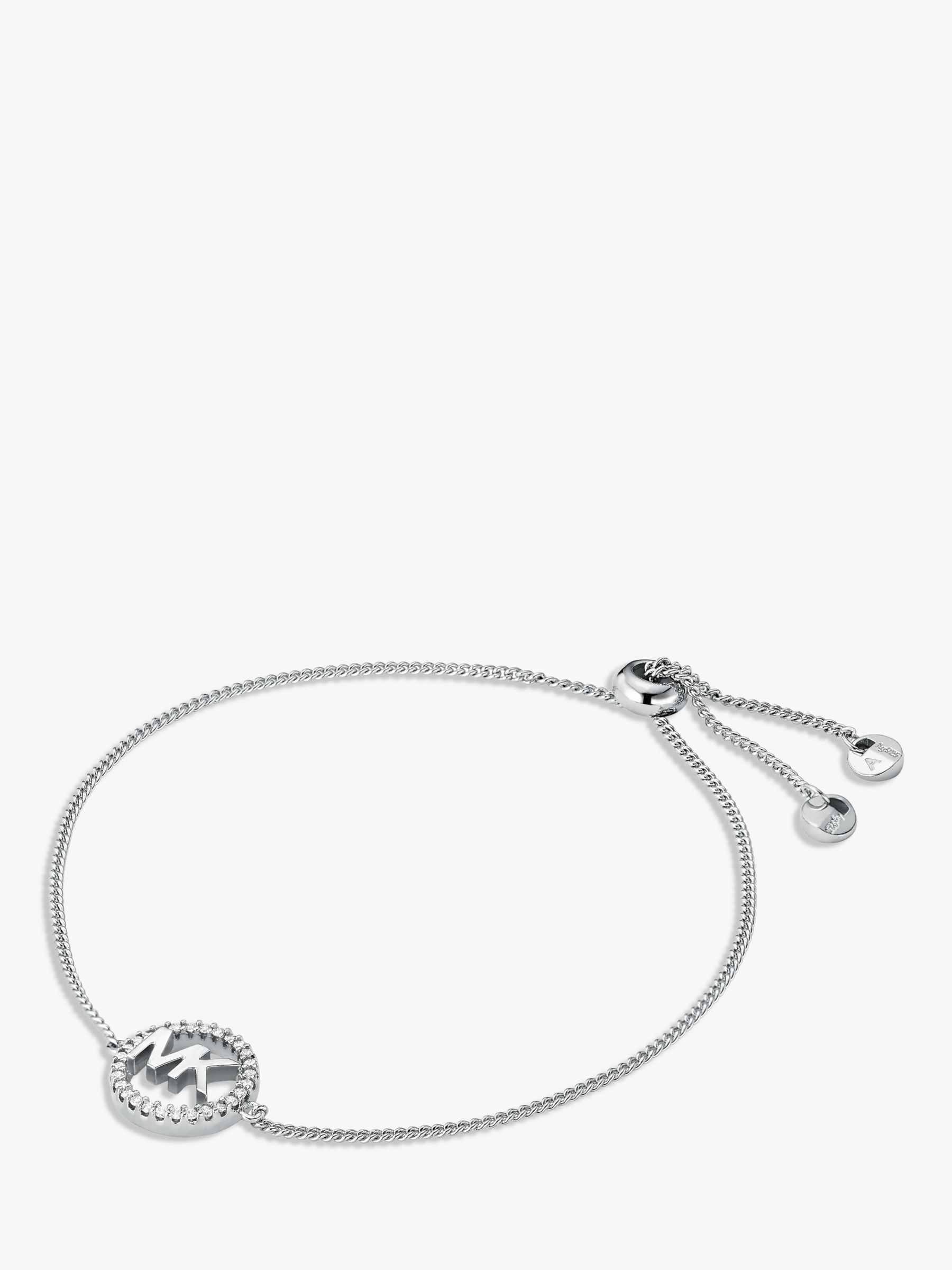 Michael Kors Cubic Zirconia Logo Slider Bracelet, Silver at John Lewis &  Partners