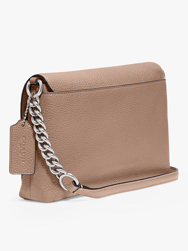 Coach Crosstown Turnlock Leather Cross Body Bag, Taupe at John Lewis & Partners